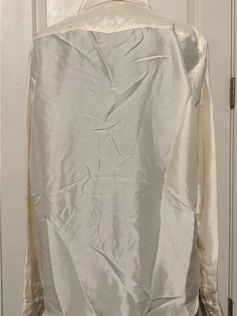 Ralph Lauren Cream Satin Button-Front Blouse - Picture 5 of 6